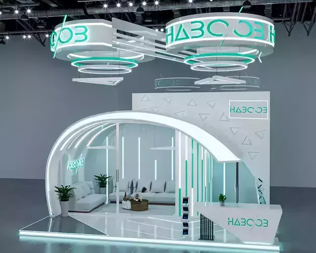 booth 6x8 three  side open and one side close 