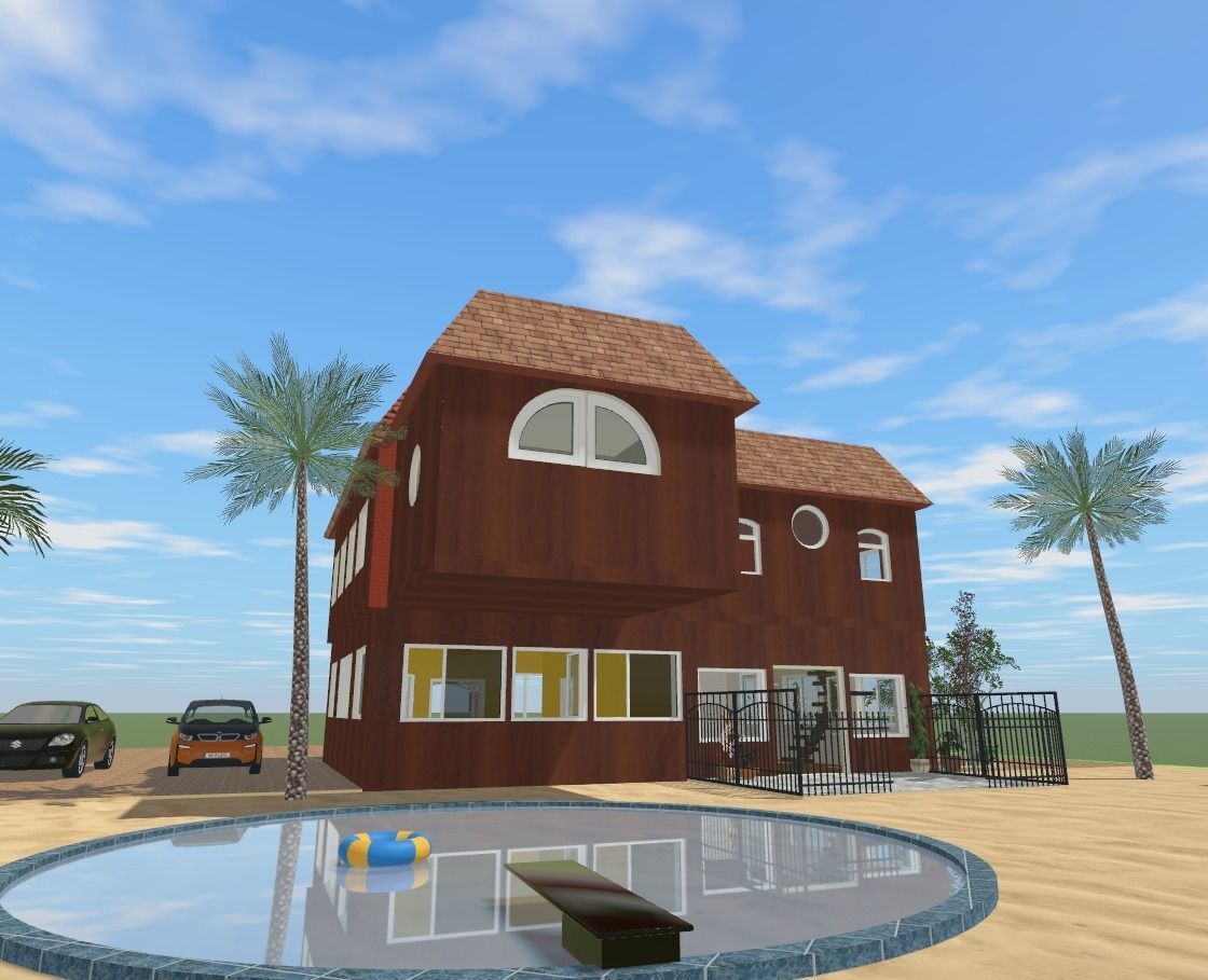 The big beach house Low-poly 3D model_1