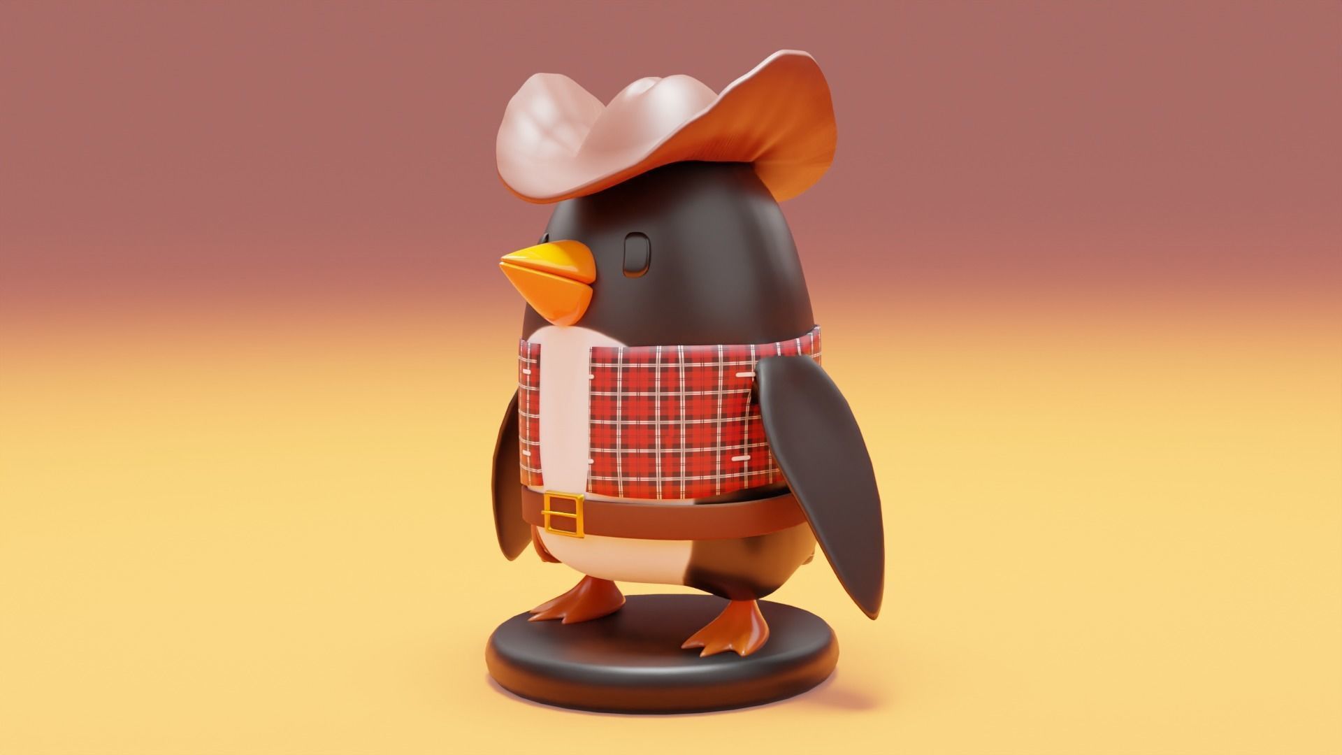 Cowboy penguim for 3D printing 3D print model 3D model_1