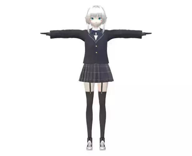 Girl anime for games Low-poly 3D model