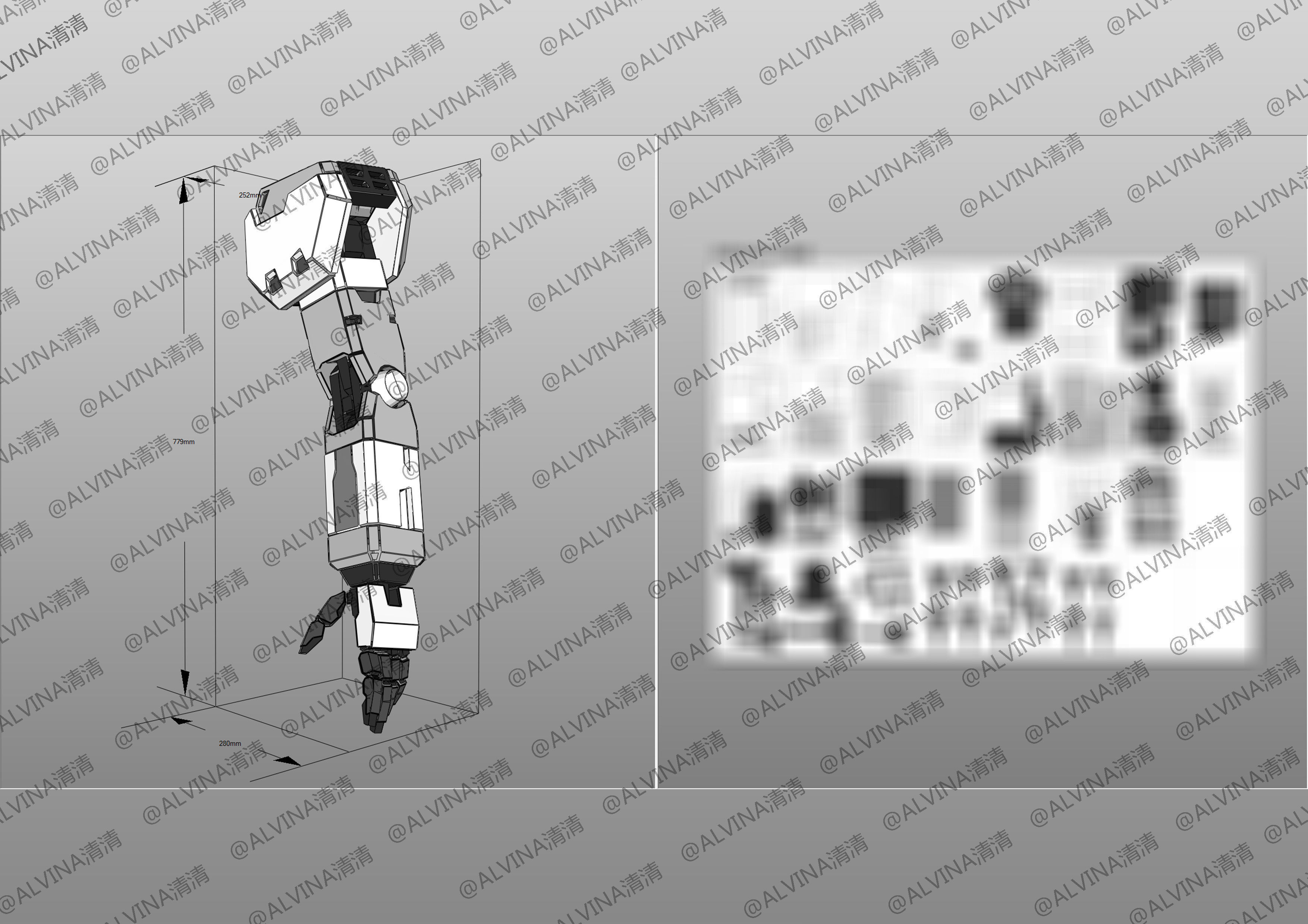 Gundam RX-78-2 Armor - DIY Cosplay Pepakura Foam Template Low-poly 3D model_13