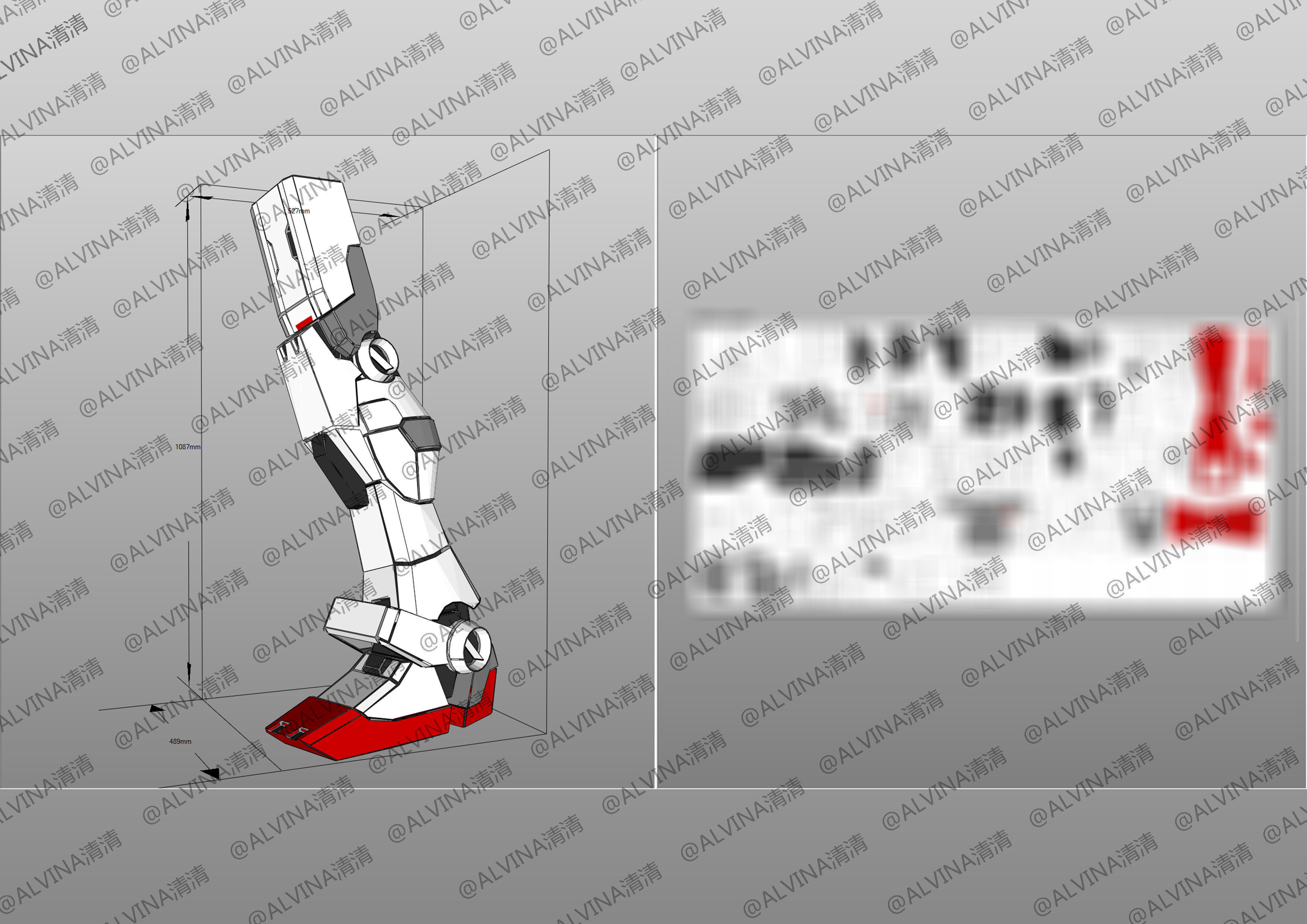 Gundam RX-78-2 Armor - DIY Cosplay Pepakura Foam Template Low-poly 3D model_15