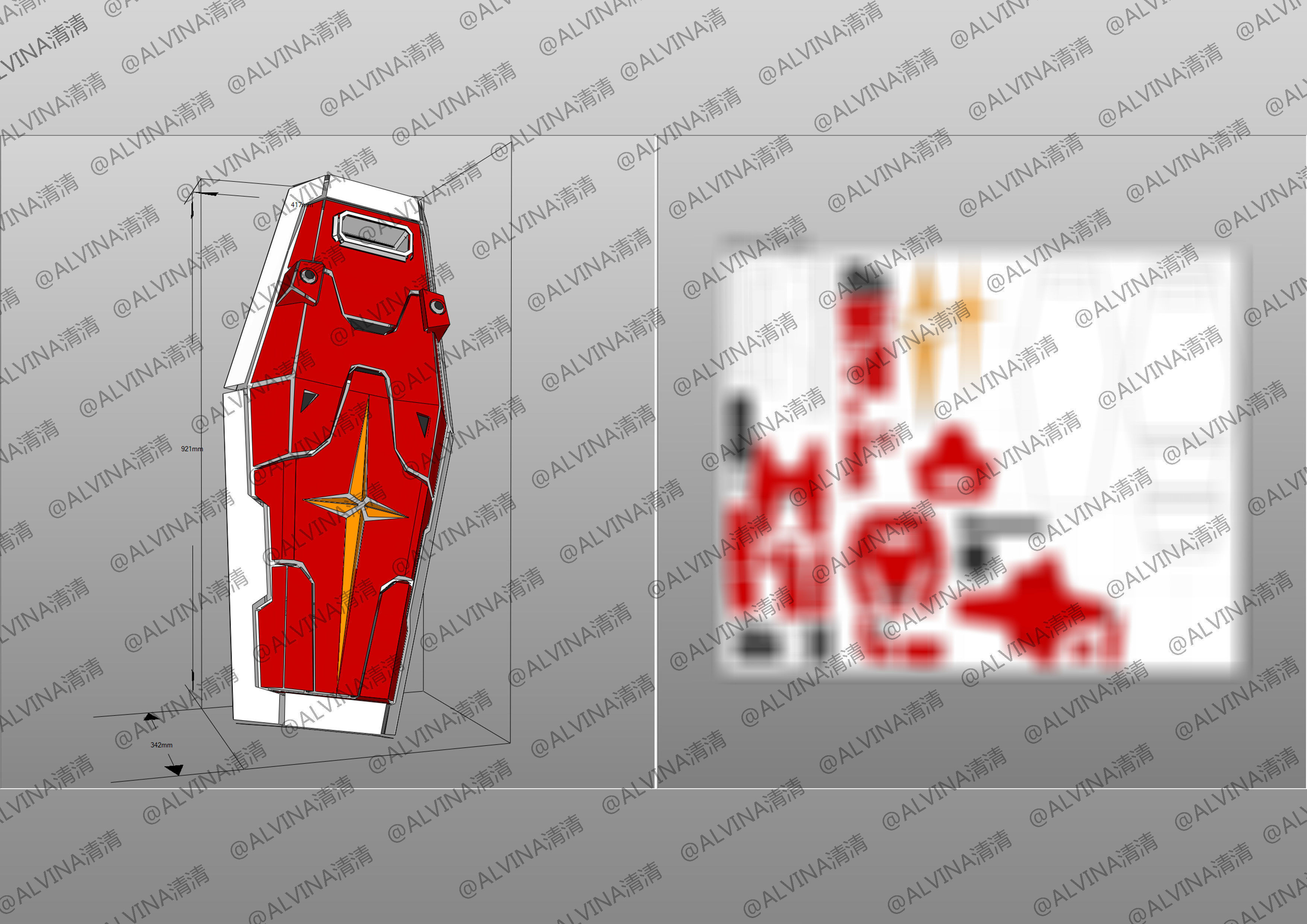 Gundam RX-78-2 Armor - DIY Cosplay Pepakura Foam Template Low-poly 3D model_23