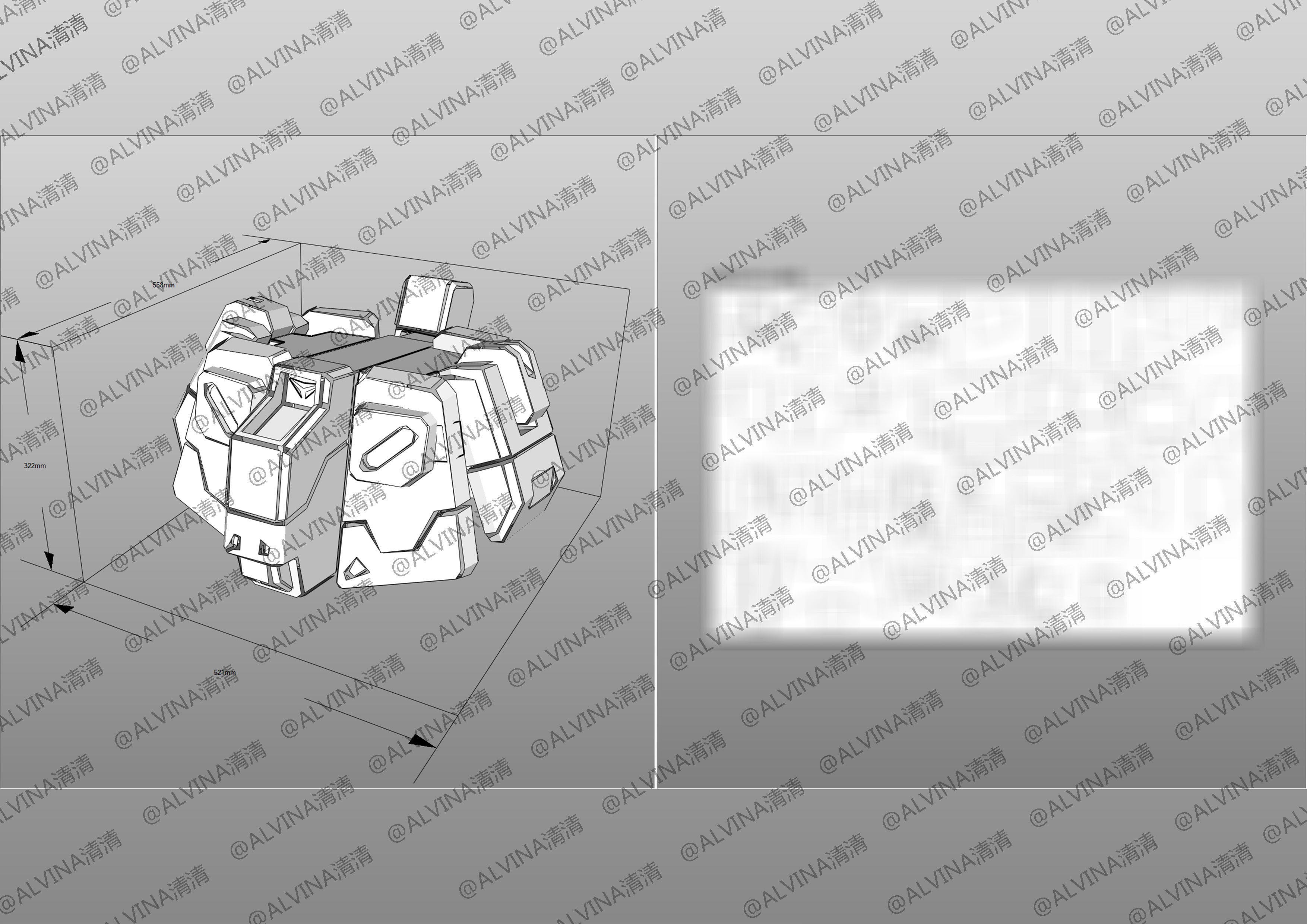 Gundam RX-78-2 Armor - DIY Cosplay Pepakura Foam Template Low-poly 3D model_12