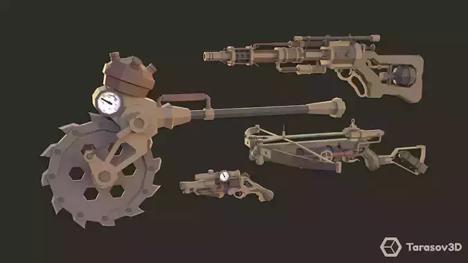 Steampunk Weapons LowPoly Pack