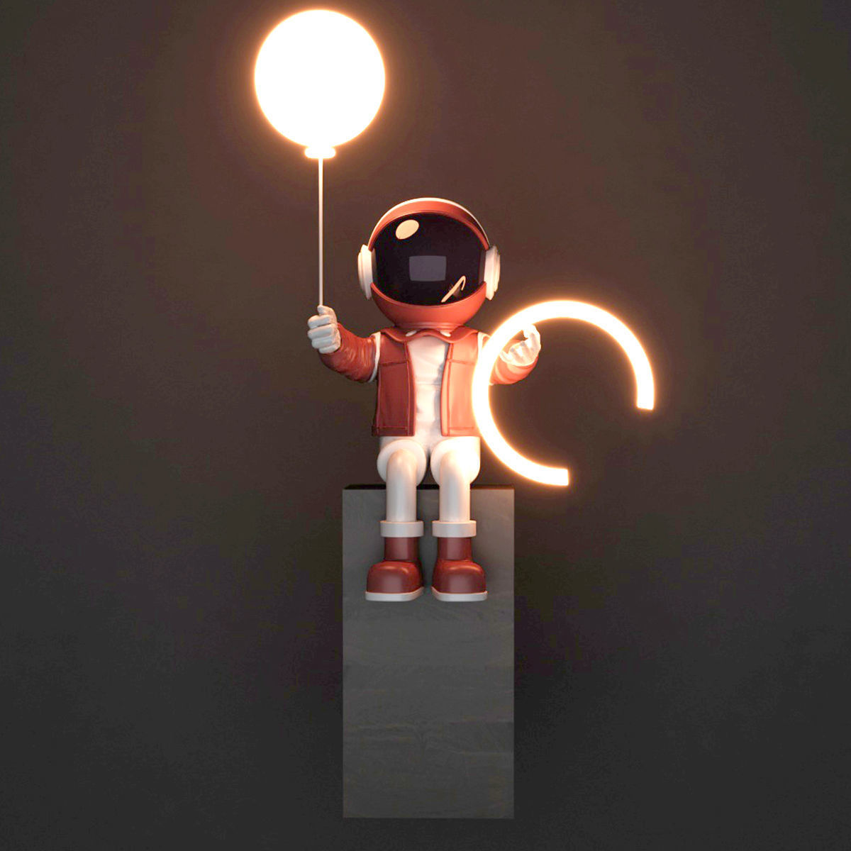 3D Astronaut Lamp Light model 3D model_6