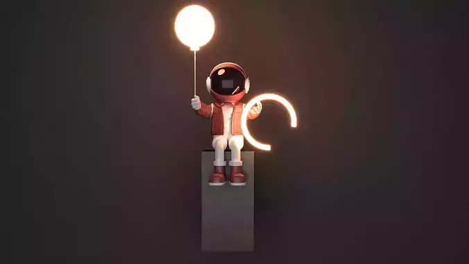 3D Astronaut Lamp Light model