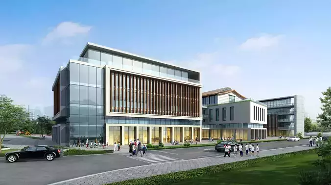 3Dmax fashion city commercial square building 402