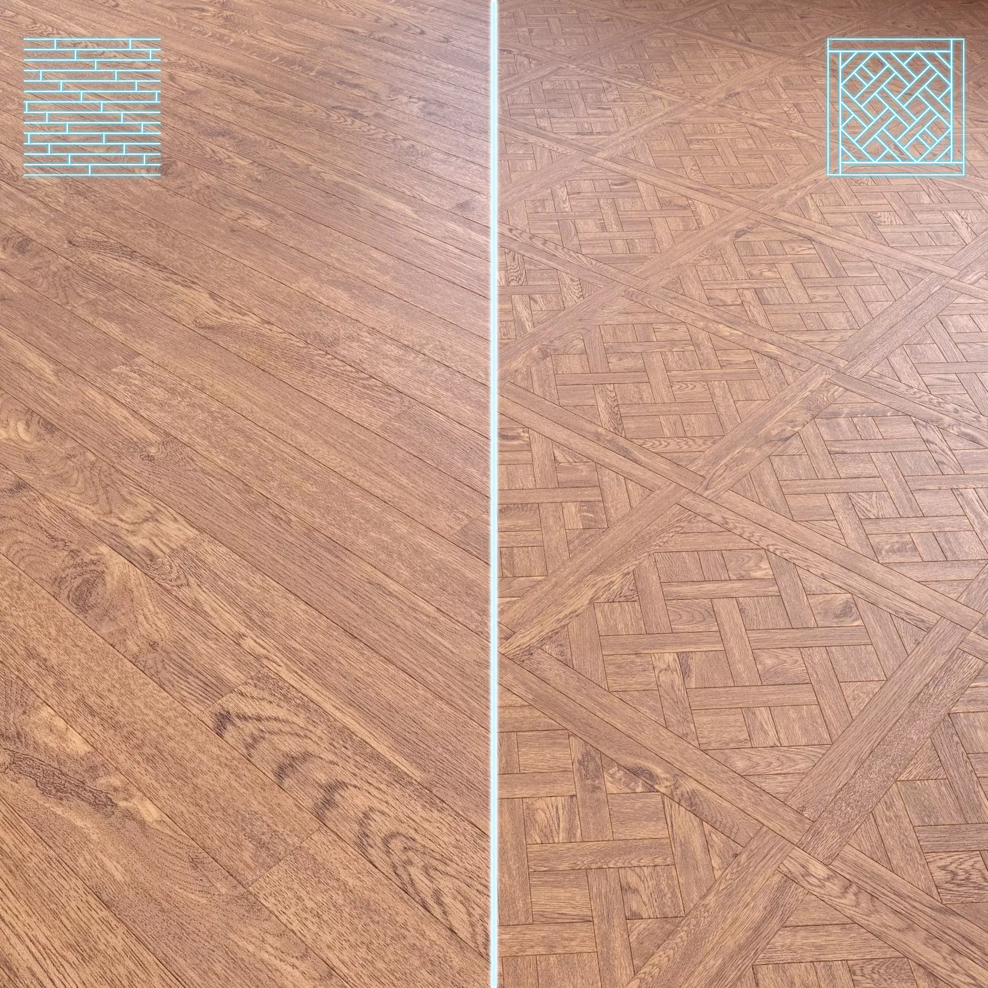 Parquet - Laminate - Wooden floor 2 in 1 Low-poly 3D model_0