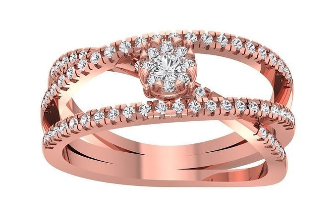 Women Wedding Engagement Split Shank Ring 3D print model