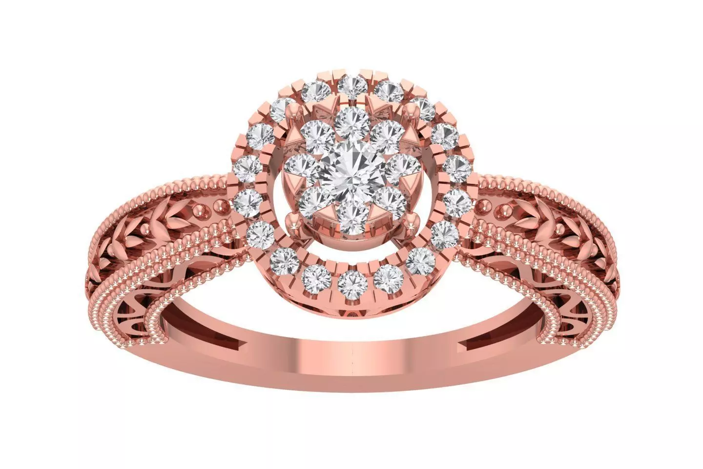 Women Wedding Engagement Halo Ring 3D print model