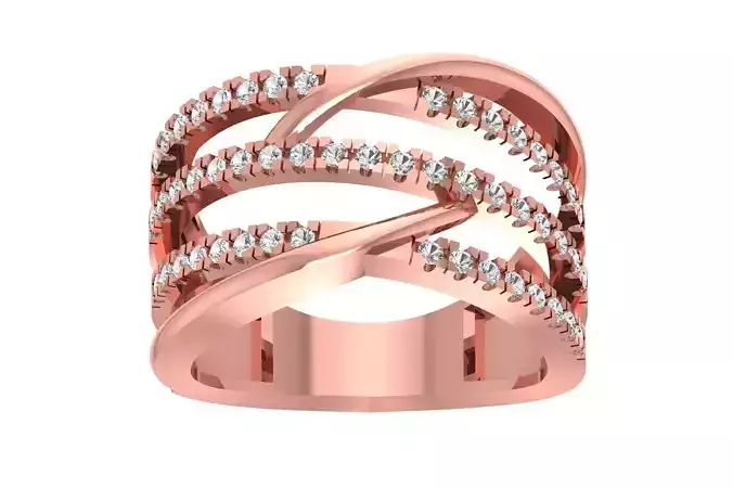 Women Wedding Engagement Three Band Split Shank Ring