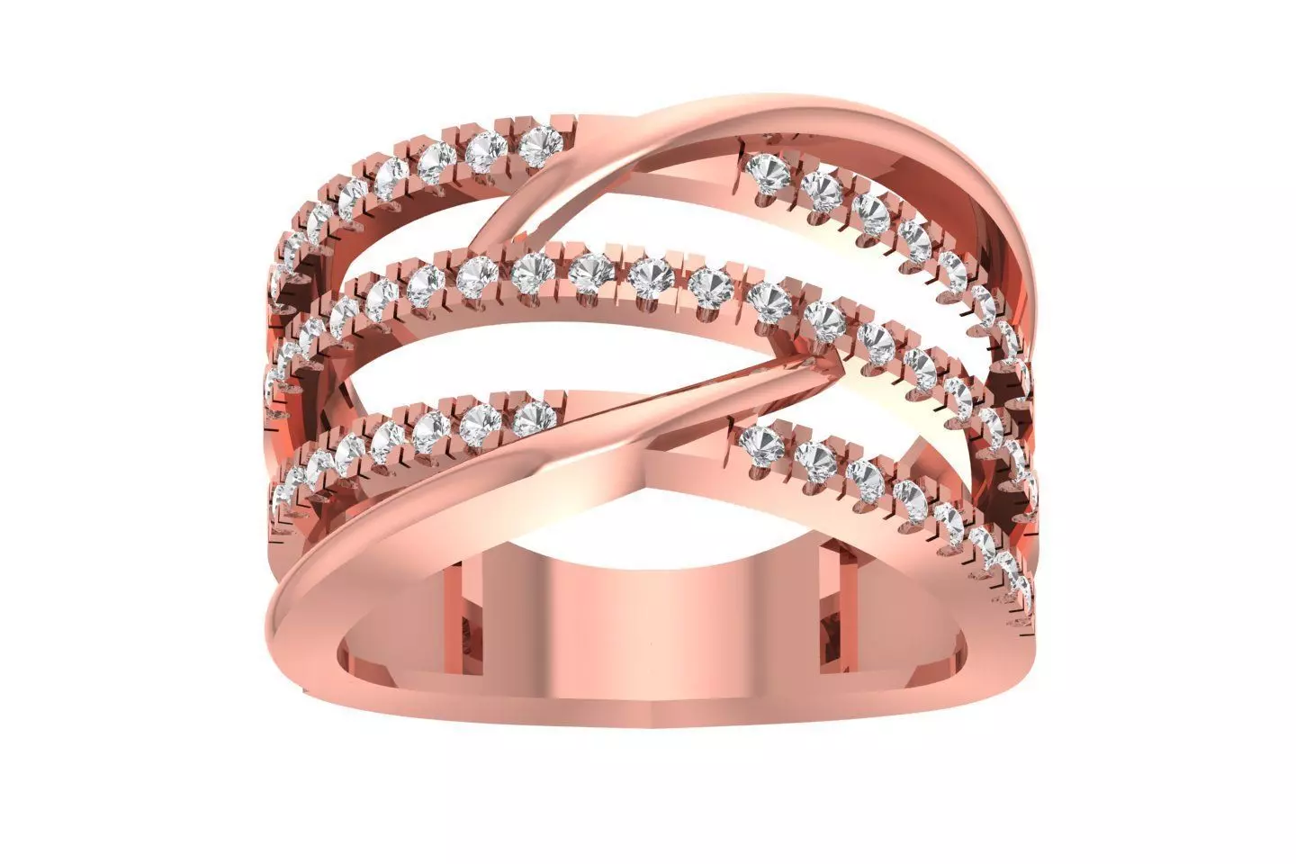 Women Wedding Engagement Three Band Split Shank Ring 3D print model