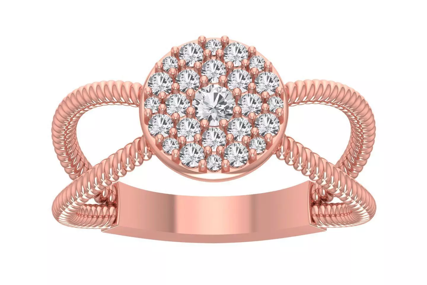 Women Wedding Engagement Double Band Halo Ring 3D print model