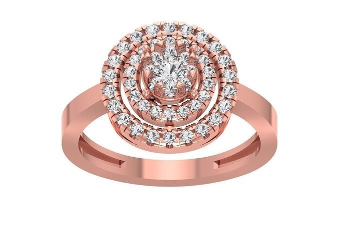 Women Wedding Engagement Double Halo Ring 3D print model