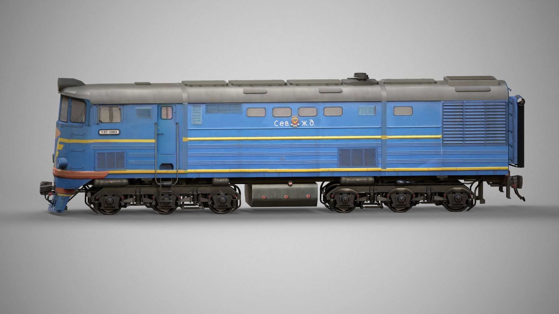 Locomotive TE7 Low-poly 3D model Low-poly 3D model_1