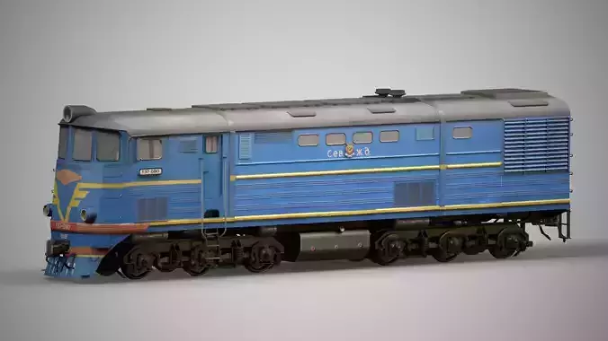  Locomotive TE7 Low-poly 3D model  Low-poly 3D model