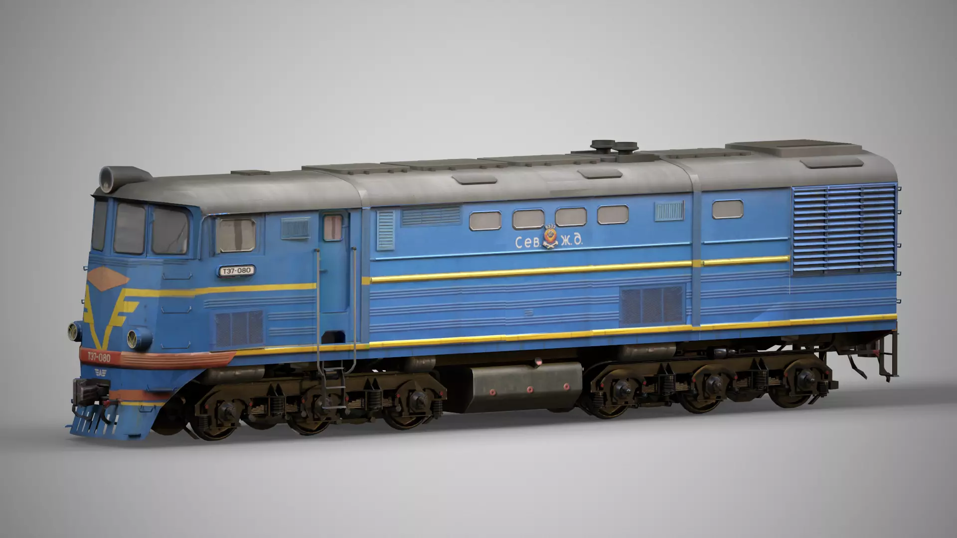 Locomotive TE7 Low-poly 3D model Low-poly 3D model_0