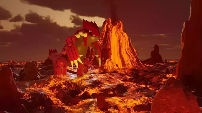 Groudon in the Volcanic land