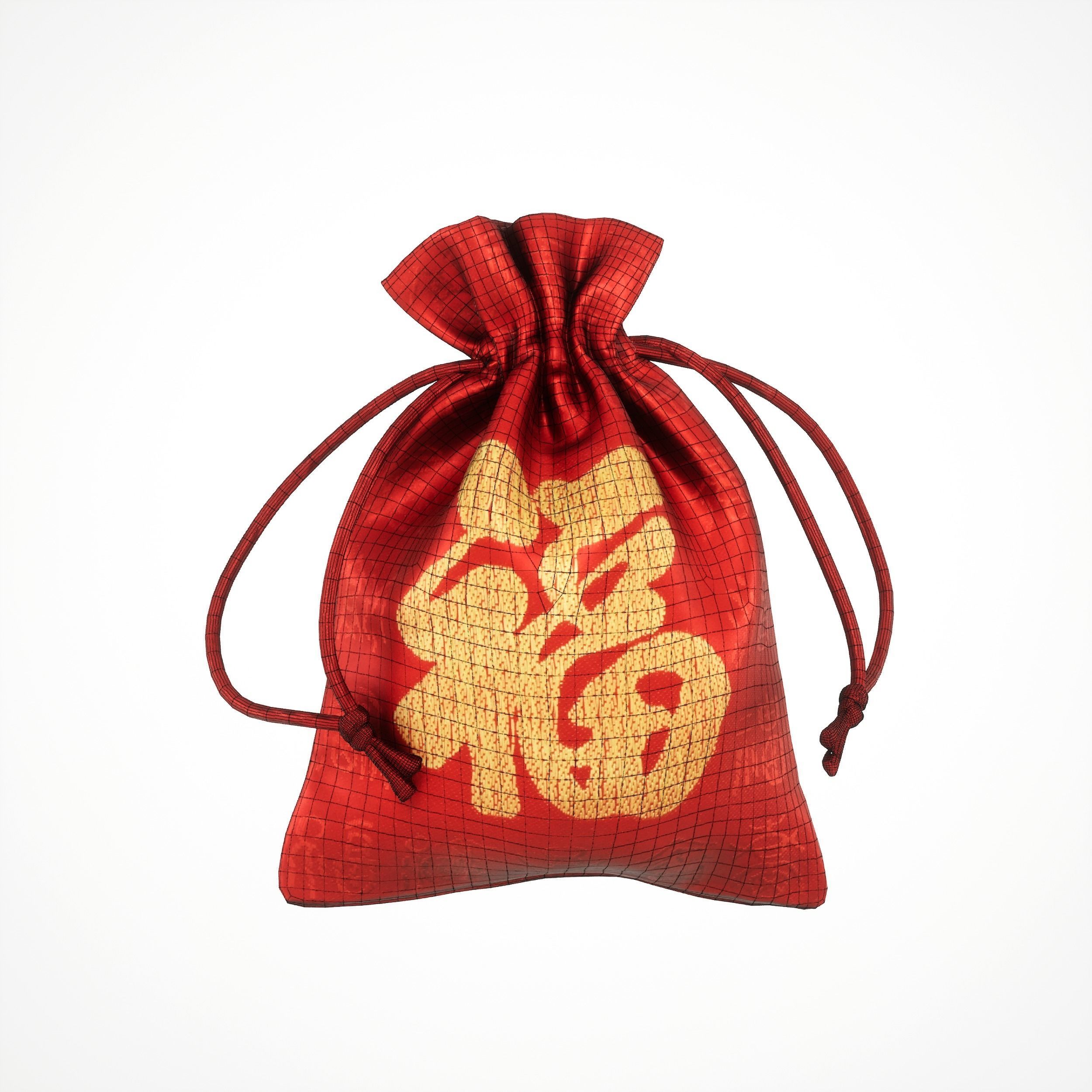 Game-Ready Traditional Lucky Pocket Low-poly 3D model_5