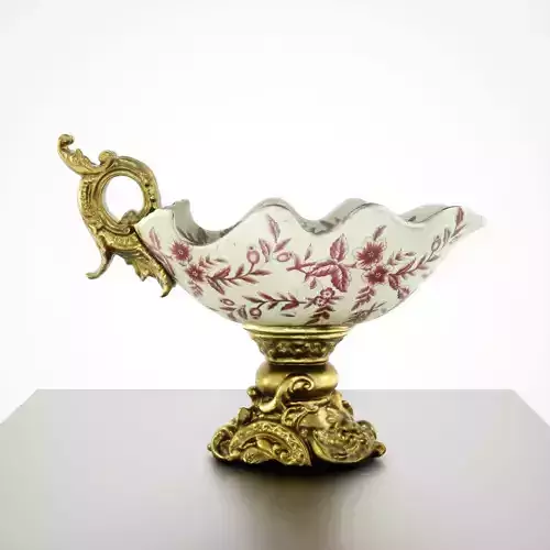 Game-Ready Antique Floral Bowl