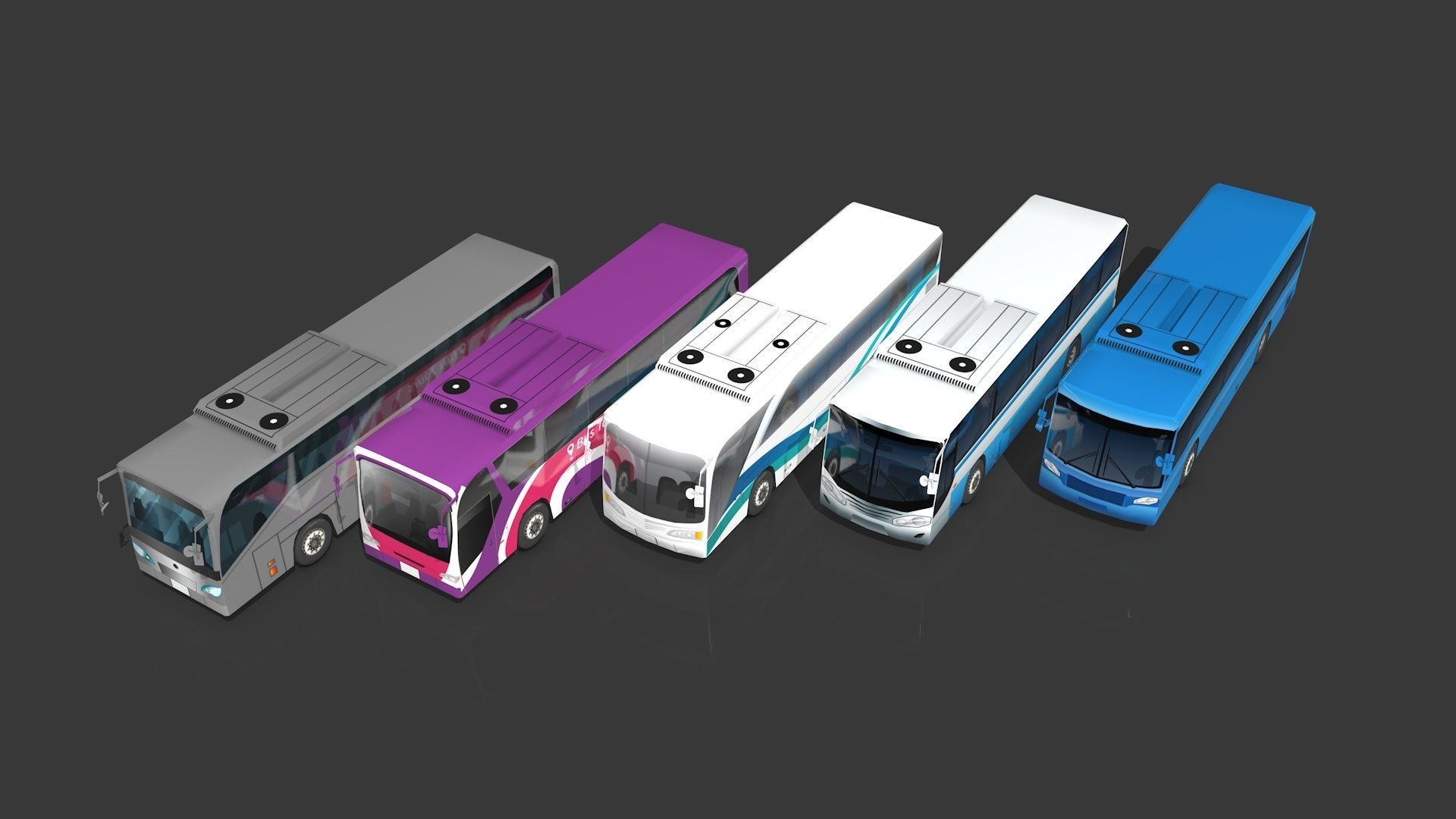 Lowpoly Bus - Buses Low-poly 3D model_1