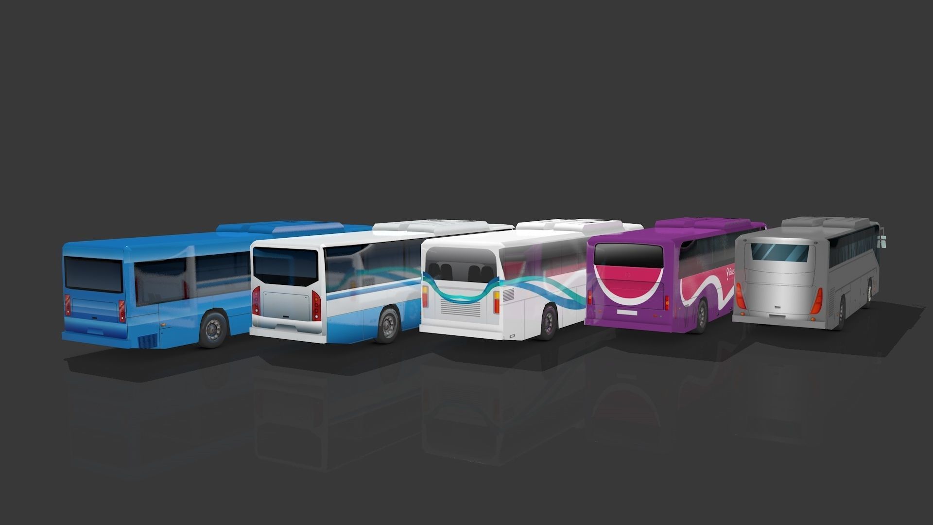 Lowpoly Bus - Buses Low-poly 3D model_3