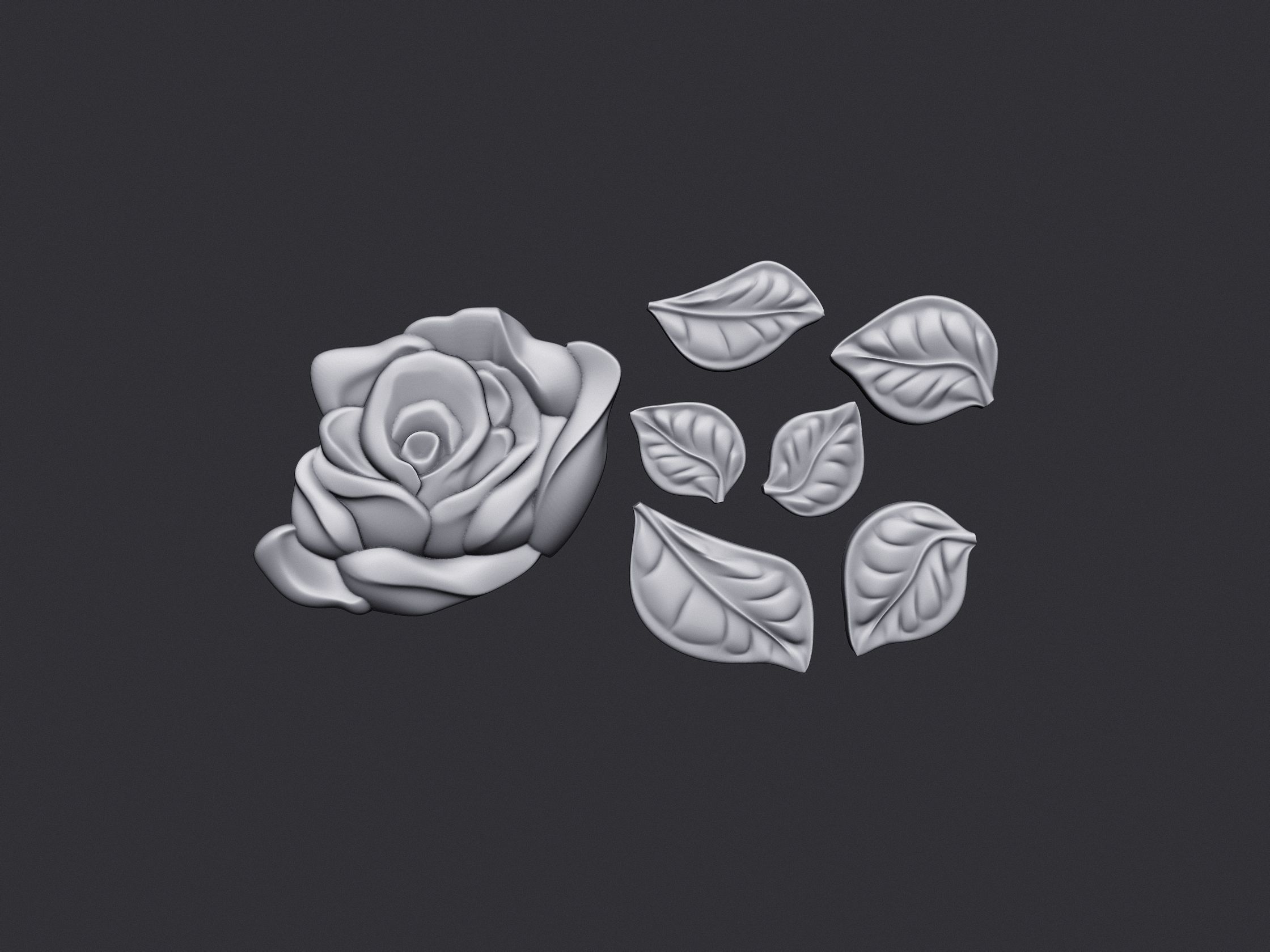 Rose Bas Relief 3D print model_1