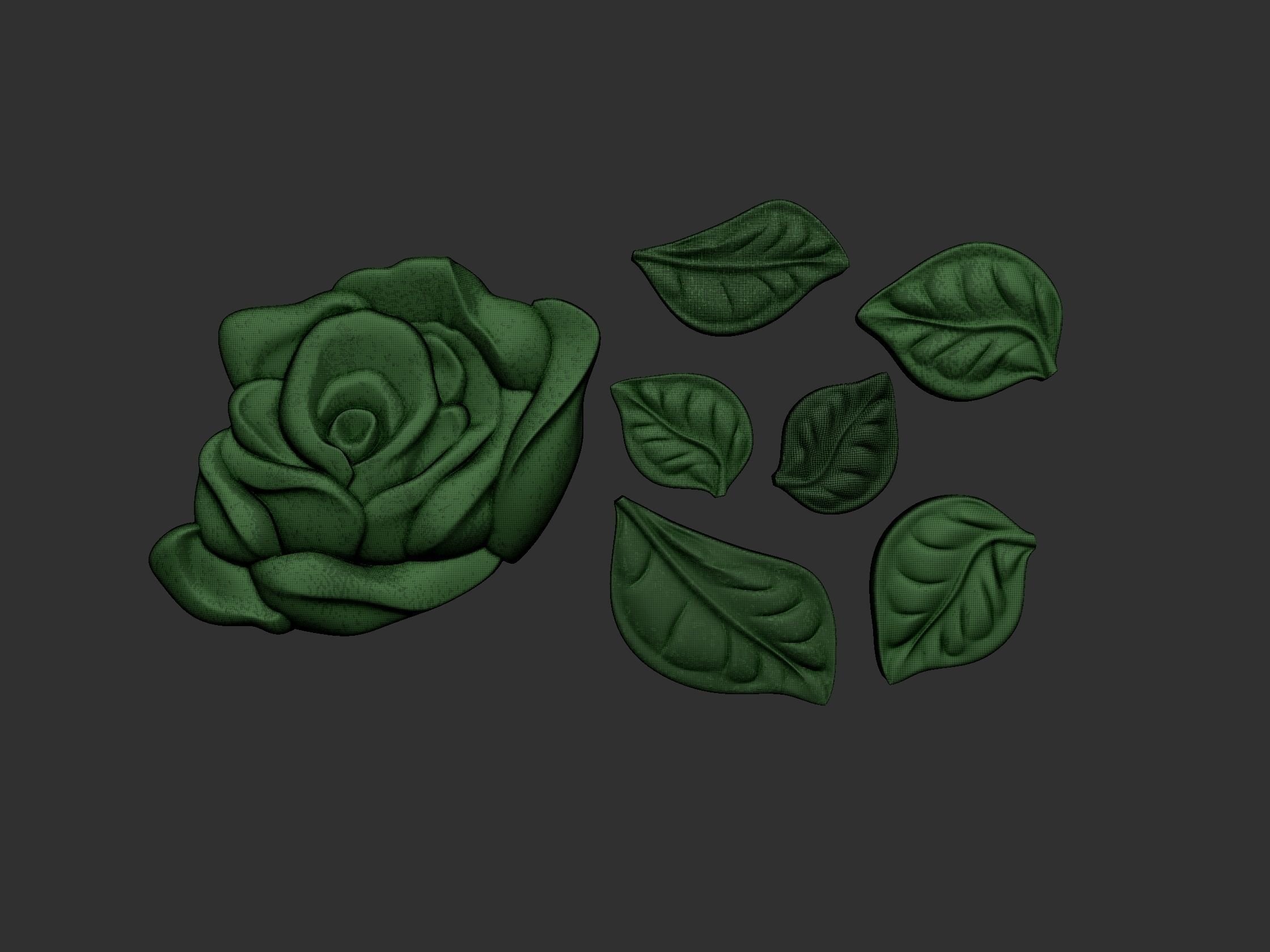 Rose Bas Relief 3D print model_5