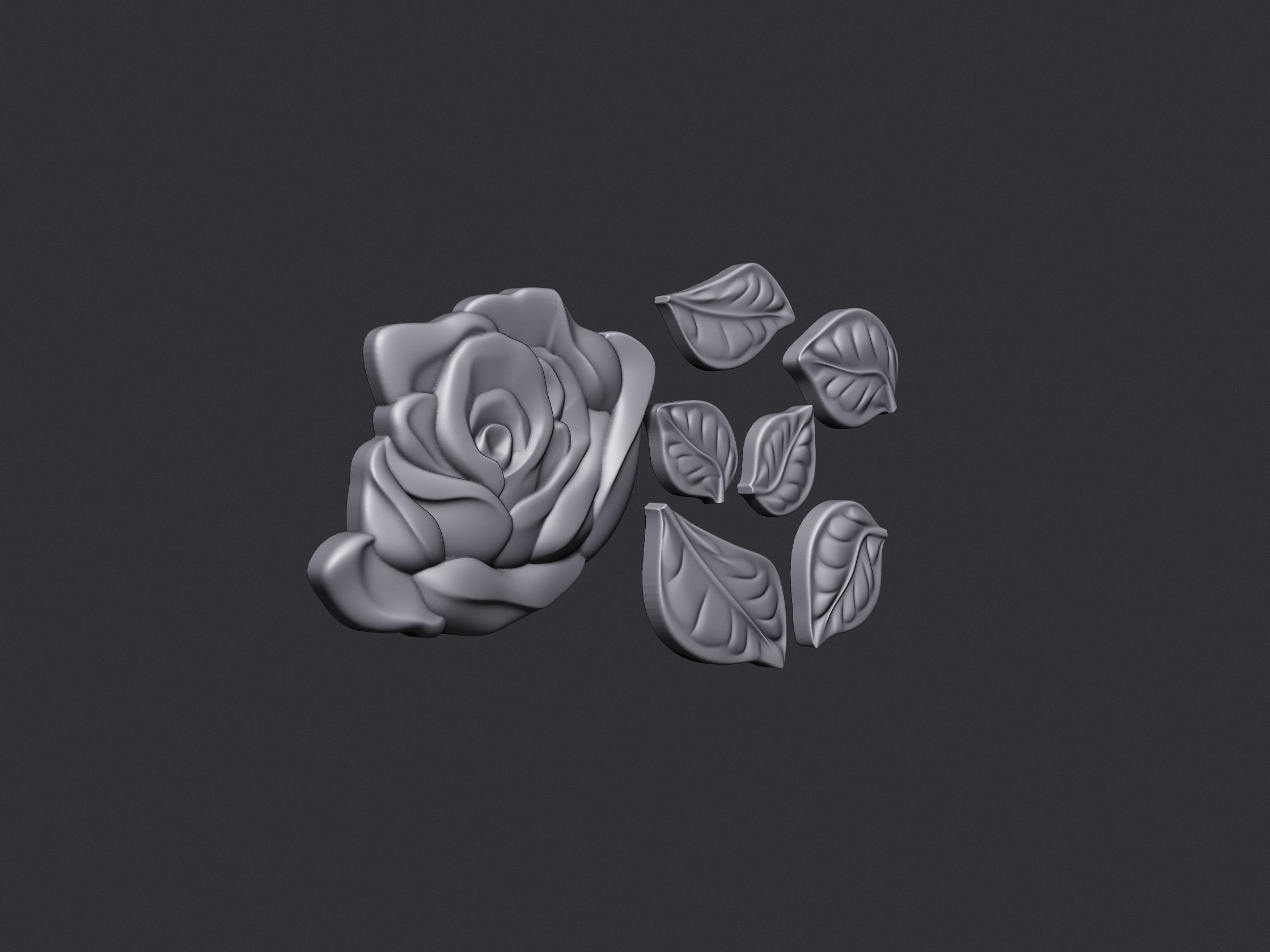 Rose Bas Relief 3D print model_2