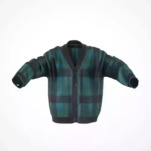 Green Check Cardigan
