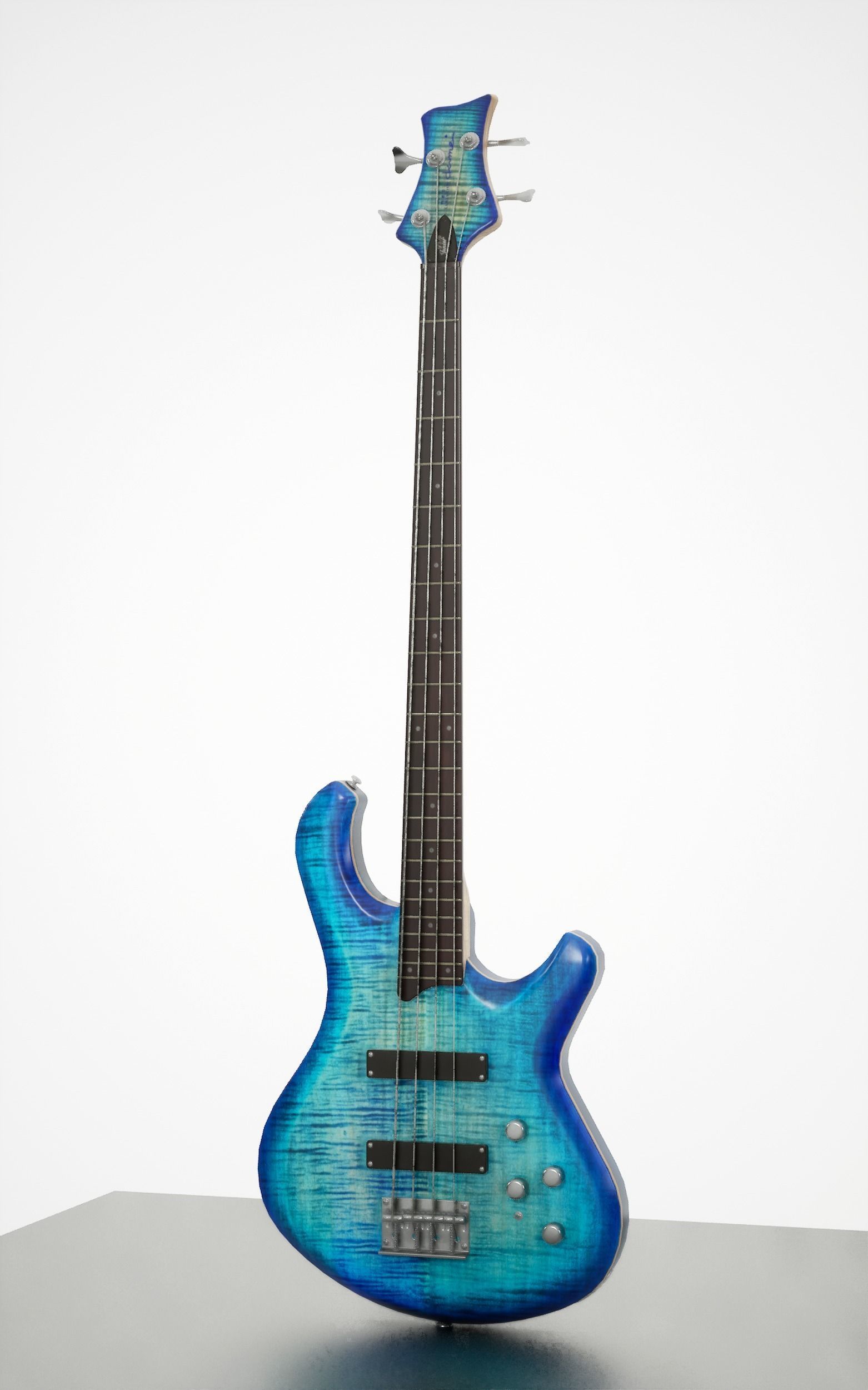 Game-Ready Blue Bass Guitar Low-poly 3D model_1