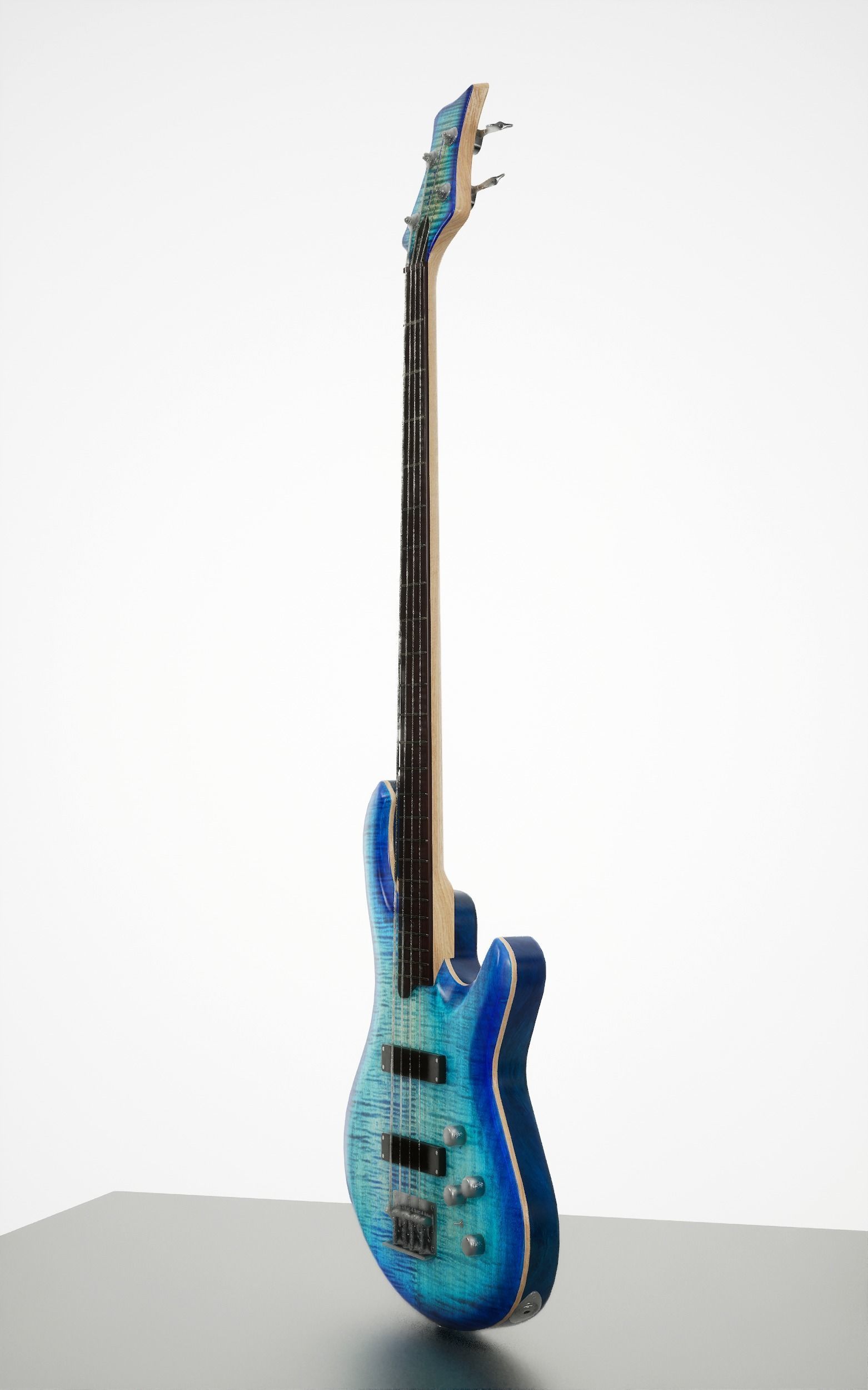 Game-Ready Blue Bass Guitar Low-poly 3D model_2