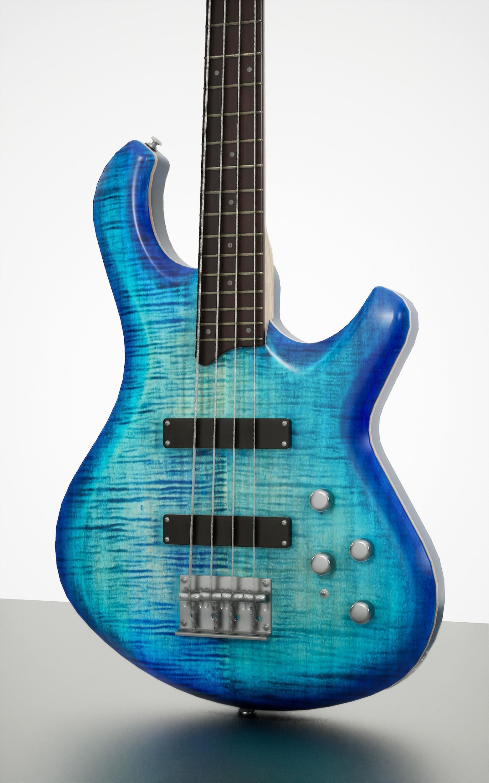 Game-Ready Blue Bass Guitar Low-poly 3D model_4