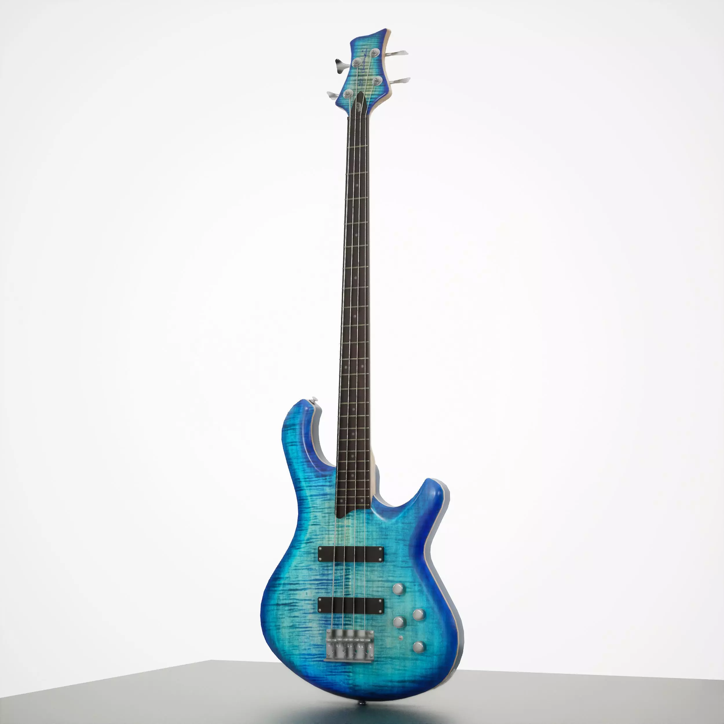 Game-Ready Blue Bass Guitar Low-poly 3D model_0