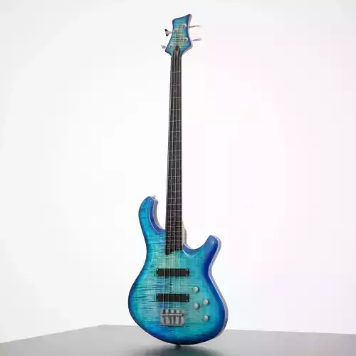Game-Ready Blue Bass Guitar Low-poly 3D model