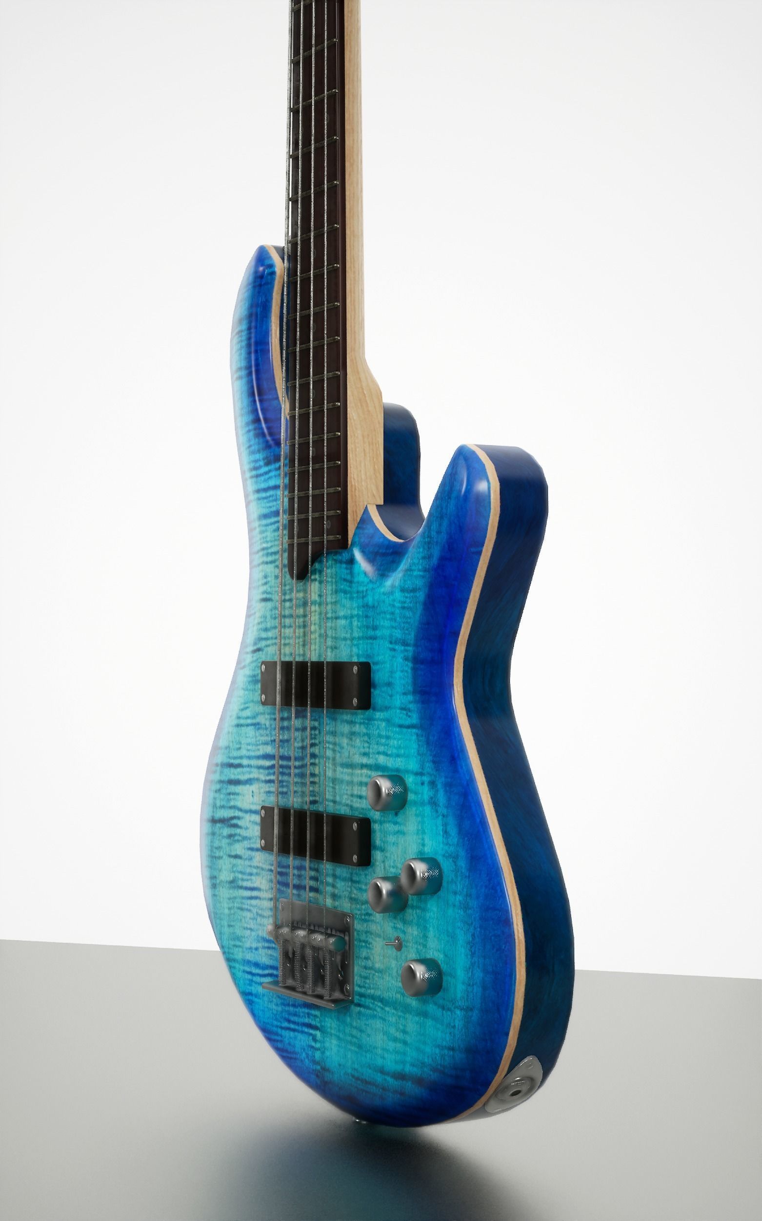 Game-Ready Blue Bass Guitar Low-poly 3D model_5