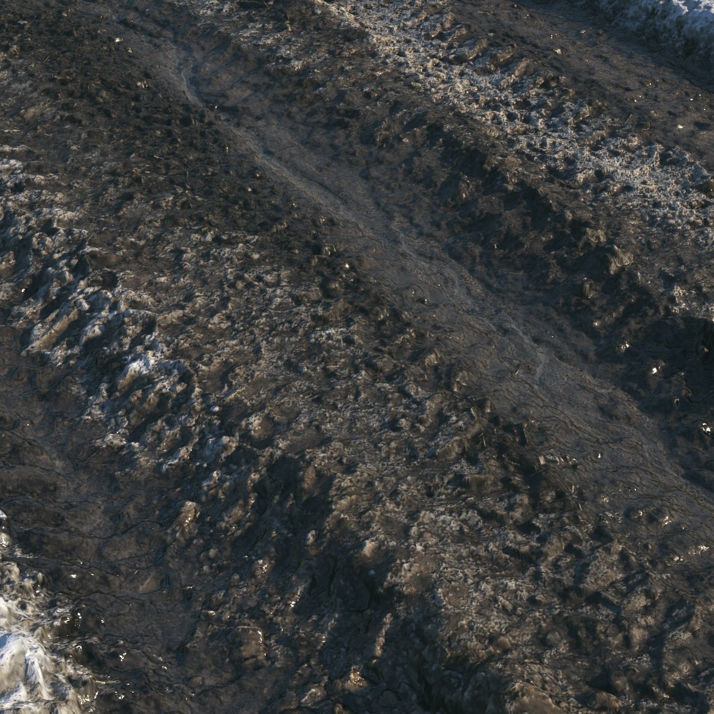 Spring muddy road 03 - 14 meters 3D model_6