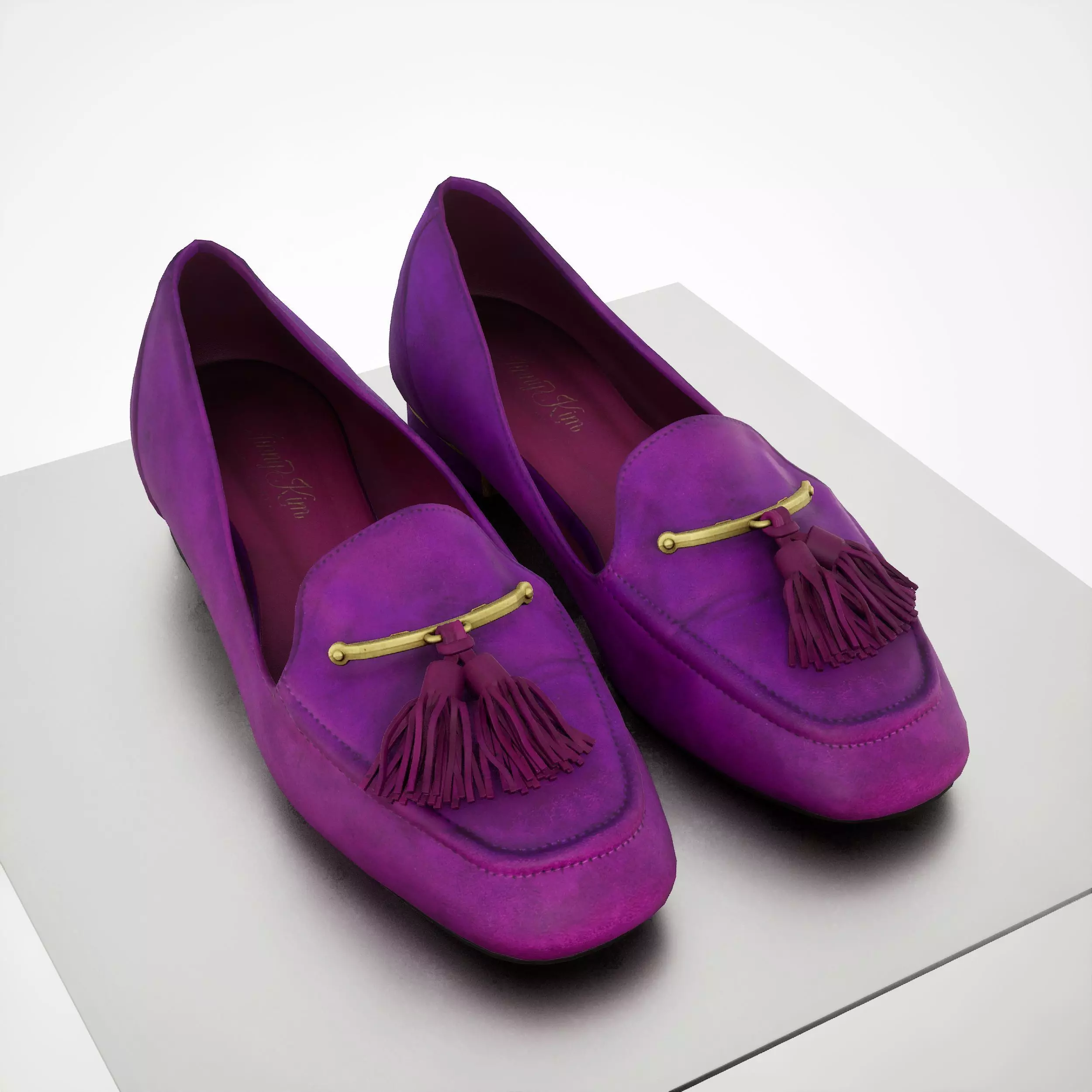 Game-Ready Purple Suede Loafers For Woman Low-poly 3D model