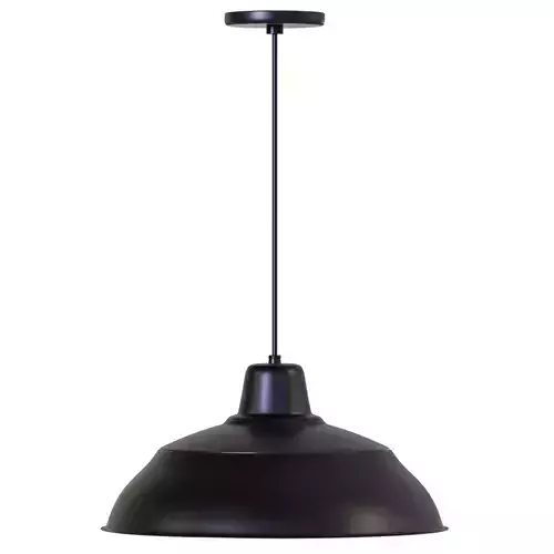 Satin Black Industrial Dome Outdoor Pendant Light