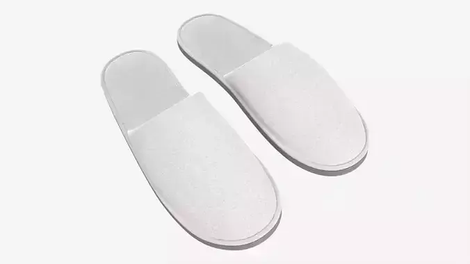 Foam Padded Home Slippers White 3D model