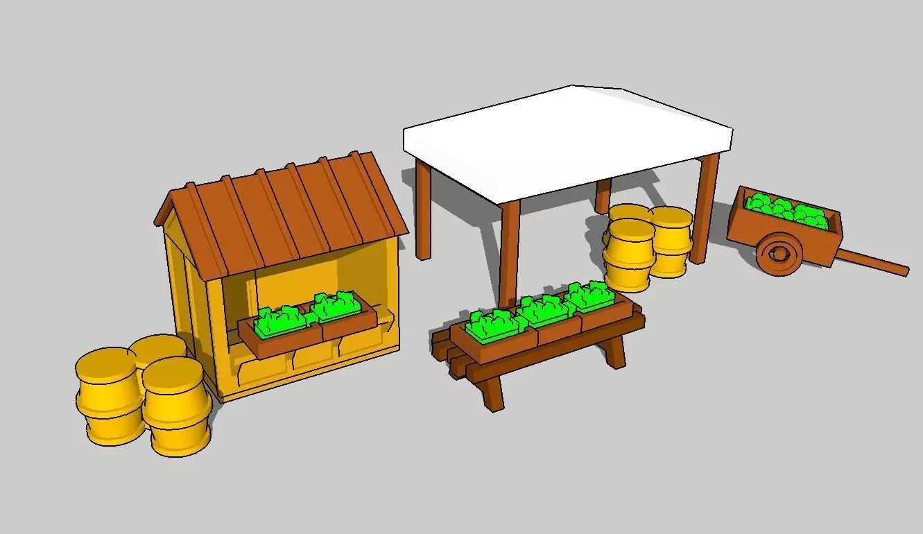 Food Market Stand Booth by Outland Models 3D Printable 3D print model_0
