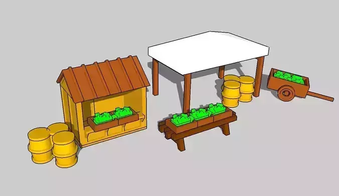 Food Market Stand Booth by Outland Models 3D Printable