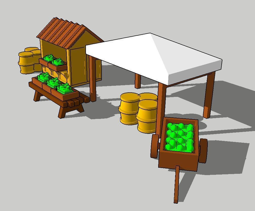 Food Market Stand Booth by Outland Models 3D Printable 3D print model_3