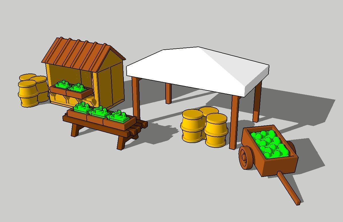 Food Market Stand Booth by Outland Models 3D Printable 3D print model_1