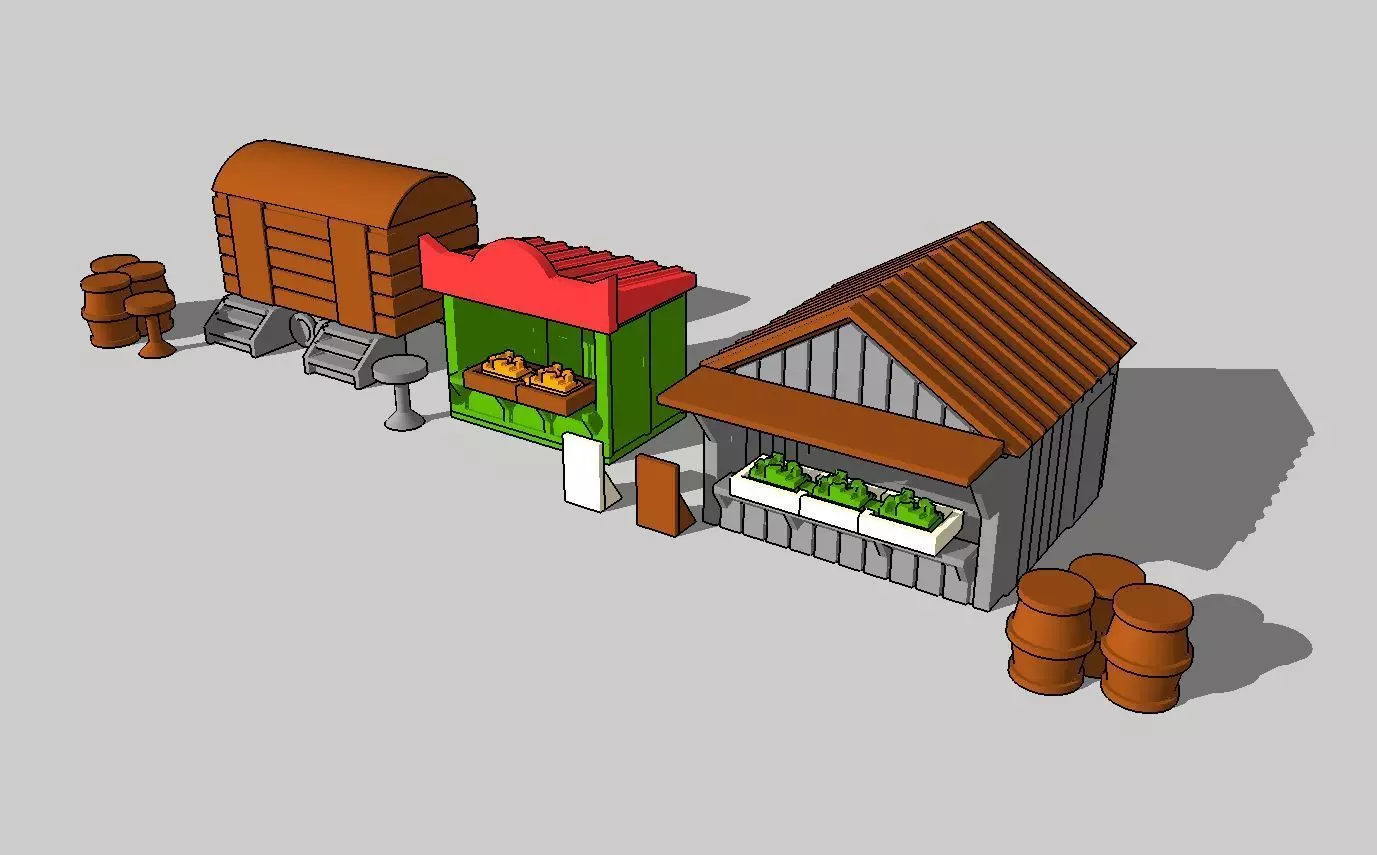 Food Market Stand Booth by Outland Models 3D Printable 3D print model