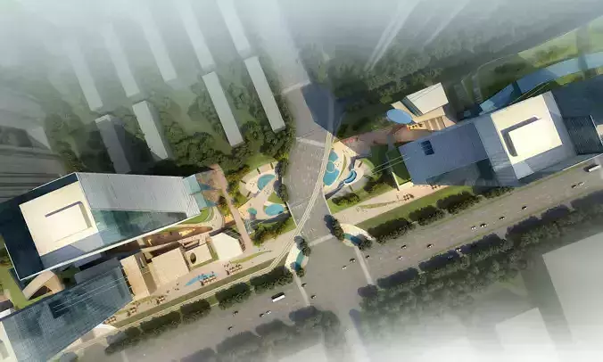 3Dmax fashion city commercial square building 405