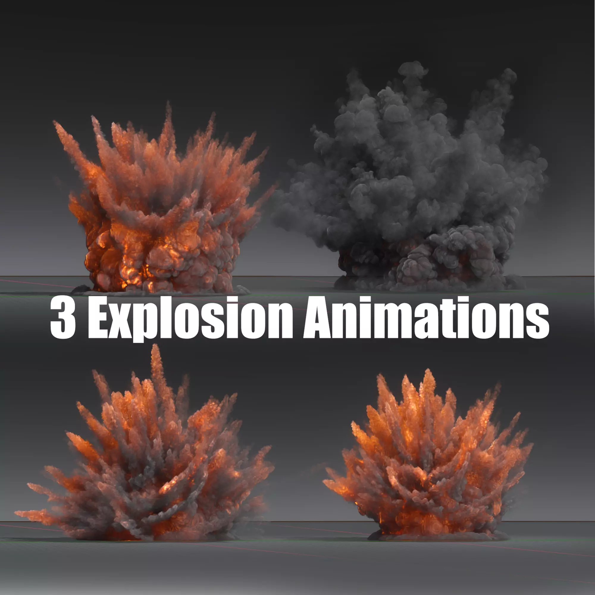 3 Explosion Animations High Resolution Pack 3D model_0