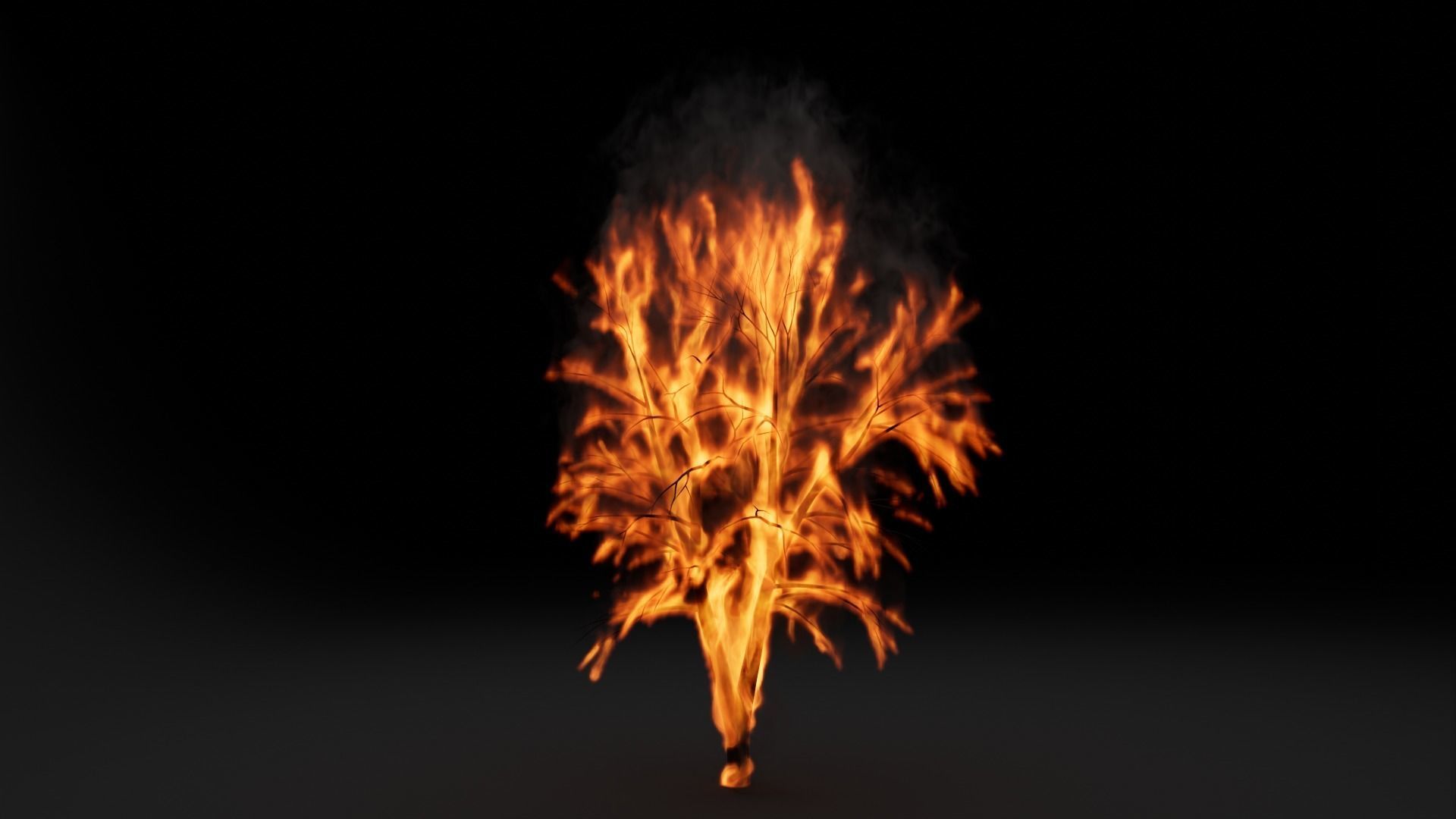 High-Resolution Burning tree - vdb animated 3D model_13