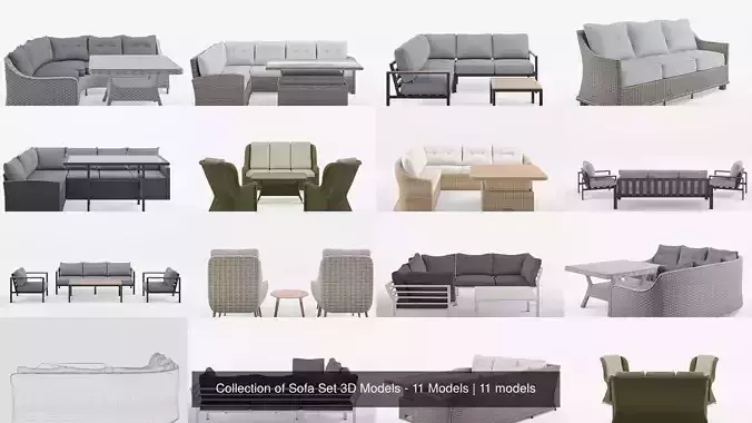 Collection of Sofa Set 3D Models - 11 Models 